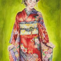 Japanese girl 30x22cm Watercolor